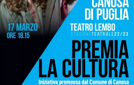 Come di consueto, prima dello spettacolo in programma alle ore 21:00, spazio al progetto “Premia la Cultura”, iniziativa promossa dal Comune di Canosa in collaborazione questa volta con l’azienda agricola ed olearia “Sabino Leone”