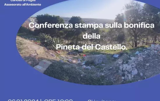 A presenziare all’evento il Sindaco Vito Malcangio e il Vice Sindaco e Assessore all’Ambiente Fedele Lovino. Le associazioni e i cittadini sono invitati