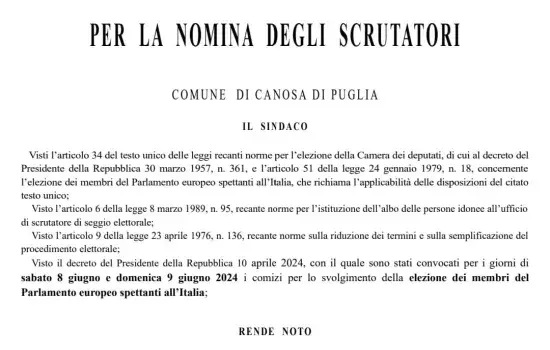 CONVOCAZIONE COMMISSIONE ELETTORALE 