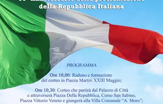 Festa della Repubblica, il programma delle celebrazioni a Canosa di Puglia